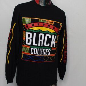 Support Black Colleges Adult Medium Black Long Sleeve Tshirt